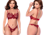 Mapale 80029 Two Piece Exotic Lingerie Set in Rosewood Color Rosewood