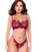Mapale 80029 Two Piece Exotic Lingerie Set in Rosewood Color Rosewood