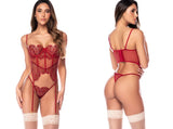 Mapale 80030 Seductive Two Piece Lingerie Set in Rosewood Color Rosewood