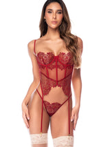 Mapale 80030 Seductive Two Piece Lingerie Set in Rosewood Color Rosewood