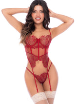 Mapale 80030 Seductive Two Piece Lingerie Set in Rosewood Color Rosewood