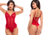 Mapale 80036 Alluring Sheer Mesh Teddy Color Red
