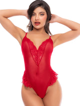 Mapale 80036 Alluring Sheer Mesh Teddy Color Red