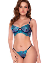 Mapale 80041 Three Piece Lingerie Set in Midnight Blue Color Midnight Blue