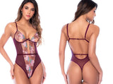 Mapale 80048 Floral Embroidered Teddy in Raspberry Pink Color Raspberry Pink