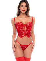 Mapale 80052 Alluring Scarlet Red Two Piece Exotic Lingerie Set Color Scarlet Red