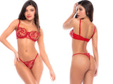 Mapale 80054 Two Piece Exotic Lingerie Set in Ruby Red Color Ruby Red