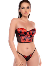 Mapale 80056 Two Piece Exotic Lingerie Set in Black-Red Color Black-Red