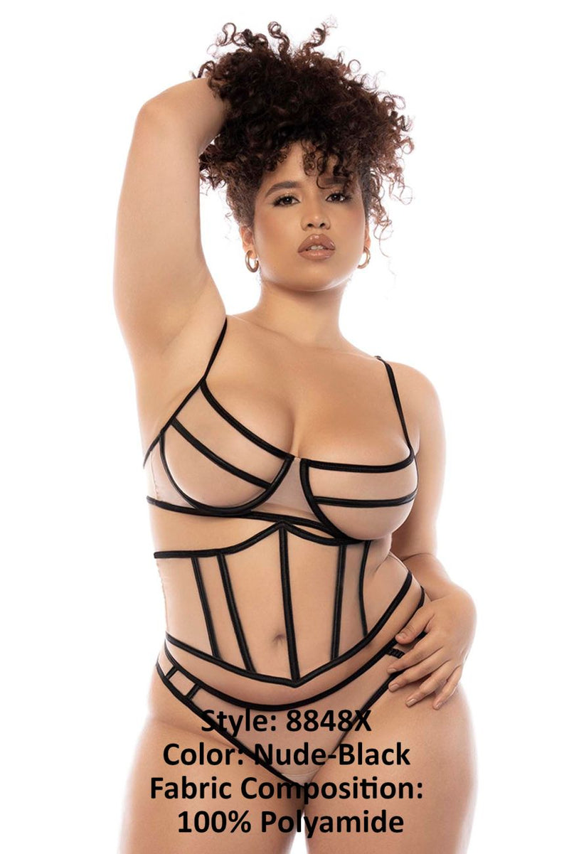 Mapale 8848X Solaine Three Piece Set Plus  Color Nude-Black