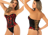 Mapale 9876 Seductive Mapale 9876 Lace Corset in Black-Red Color Black-Red