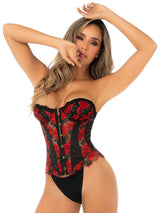 Mapale 9876 Seductive Mapale 9876 Lace Corset in Black-Red Color Black-Red