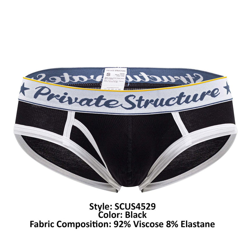 Private Structure SCUS4529 Classic Mid Waist Mini Briefs Color Black