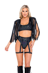 6074 - Shimmer High-Waisted Shorts & Garter Belt