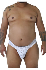 CandyMan 99315X Peek a Boo Lace Thongs Color White