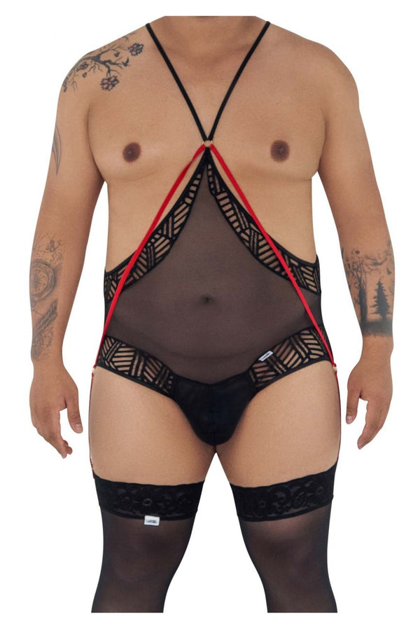 CandyMan 99585X Mesh-Lace Bodysuit Color Black