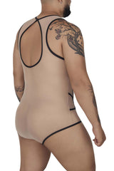 CandyMan 99683X Tulle Bodysuit Color Beige