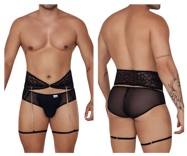 CandyMan 99703 Garter Briefs Two Piece Set Color Black