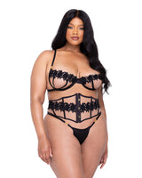 LI648 - Ebony Rose 3-Piece Waspie Short Set