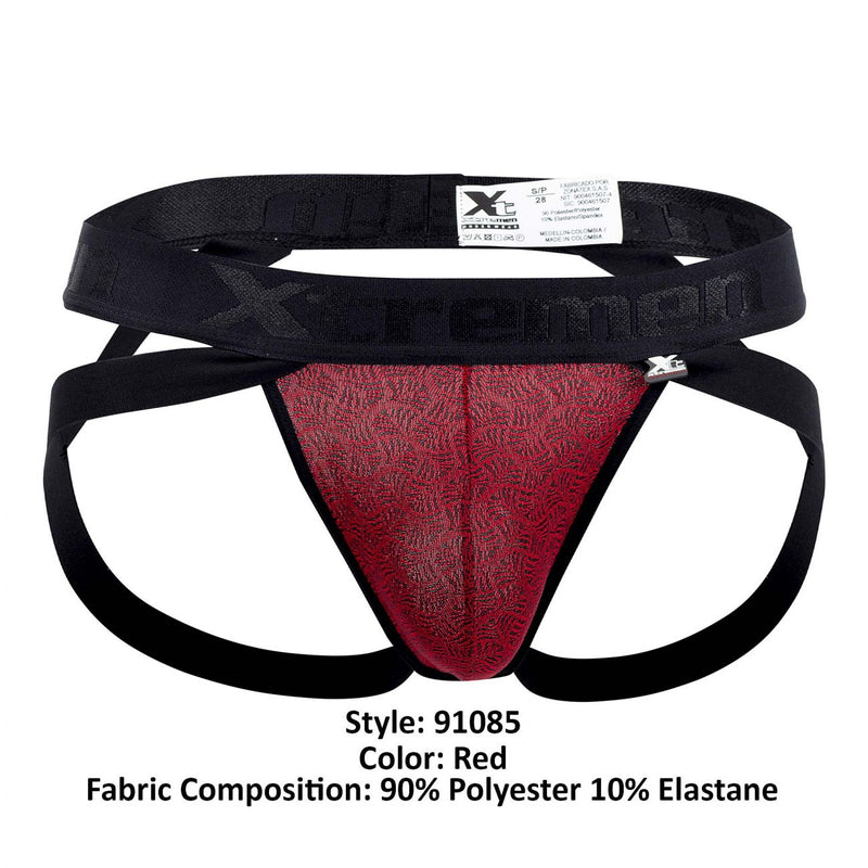 Xtremen 91085 Microfiber Jacquard Jockstrap Color Red